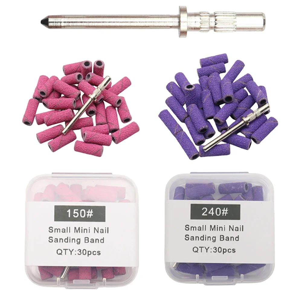 30 sztuk w pudełku z wałkiem 3,1 mm Mini Zebra Taśmy szlifierskie ze stali nierdzewnej Wiertła do paznokci Trzpień Elektryczne akcesoria do manicure