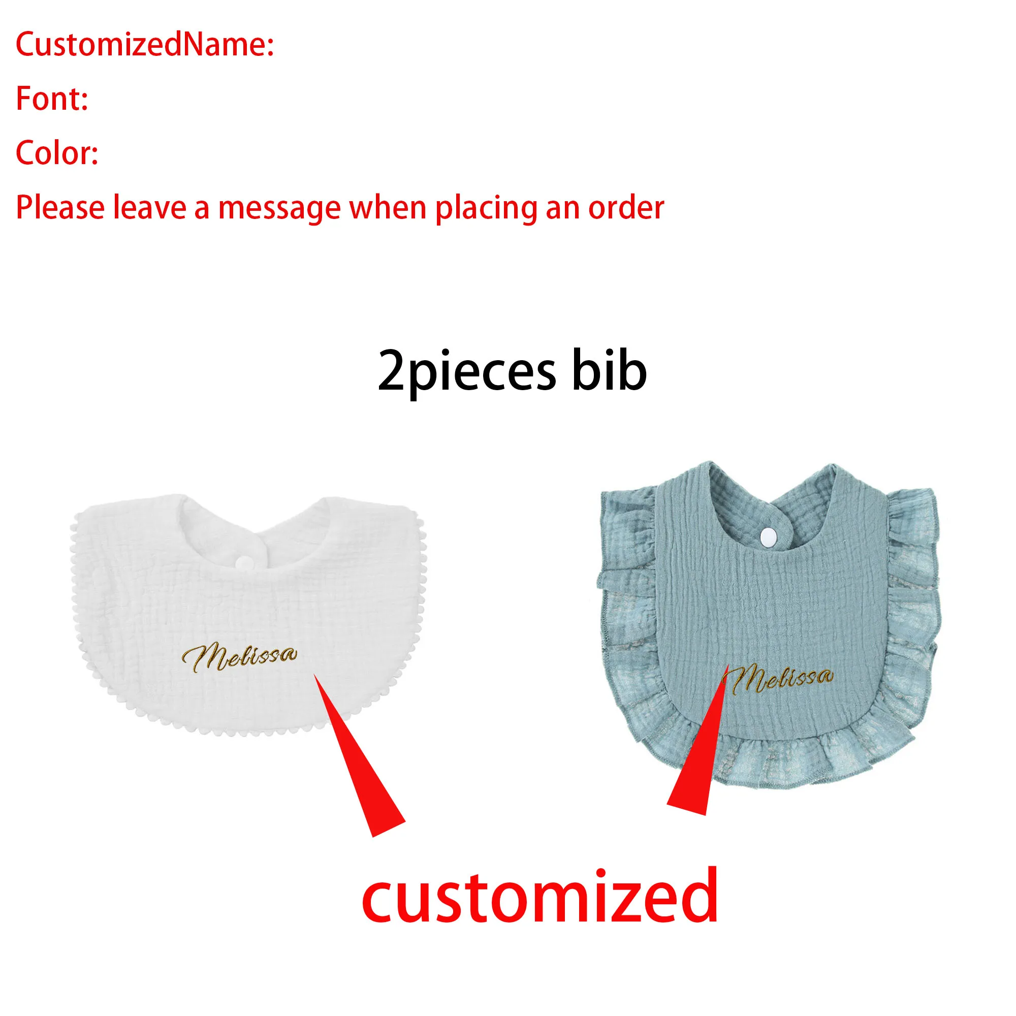 Personalisierte Wasserdichte Reine Baumwolle Baby-Lätzchen 2 Stück Weiche Saugfähige Spucktücher Säuglings-Fütterungslätzchen Neugeborenen Jungen Mädchen Geschenk – Detail 4
