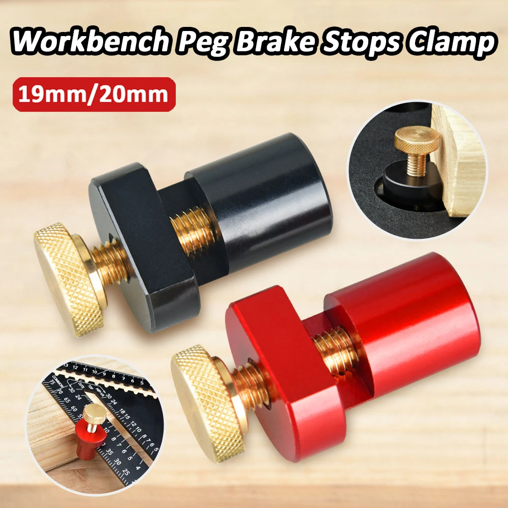 

Workbench Peg Brake Stops Clamp 19mm/20mm Woodworking Table Limit Block Bench Clamp Multipurpose Aluminum Alloy Workshop Tools