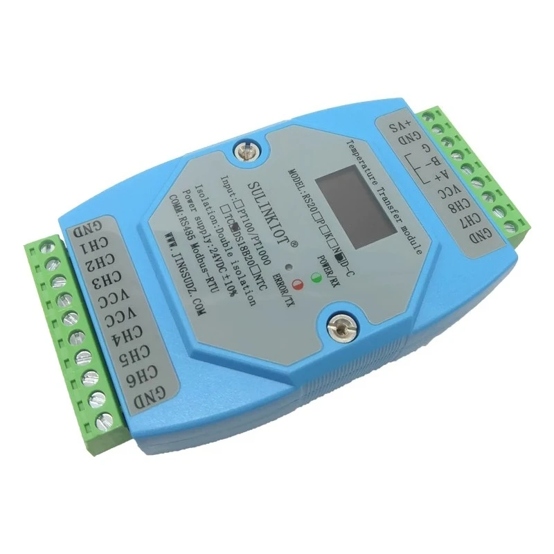 8-channel DS18B20 Temperature Acquisition Module MODBUS-RTU RS485 Communication RS20D-C