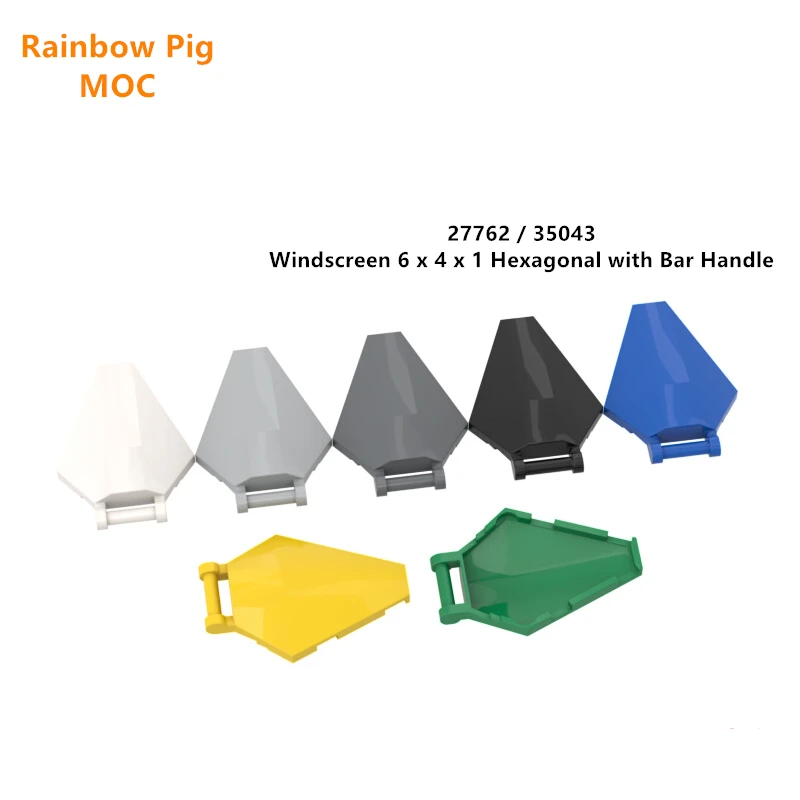 Rainbow Pig MOC Particles 27262 35043 Windscreen 6 x 4 x 1 with Bar Handle Building Blocks DIY Bricks Educational Tech Toys