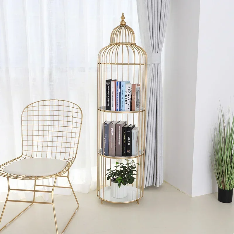 Modern Iron Art Plant Stand with Multi-layer Shelves, Decorative Bird Cage Modeling Racks for Plants, Versatile Storage Shelf