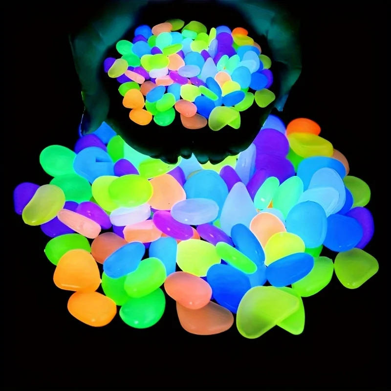 100pcs Glow In The Dark Pebbles, Resin Luminous Stones For Landscape, Garden Paths, Potted Plants, Parks, Aquarium Decor
