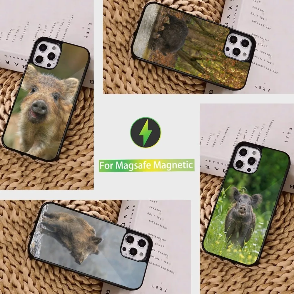 

Cute Animal Wild Boar Phone Case For iPhone 16,15,14,13,12,11,Pro,Max,Plus,Mini, Magsafe,Magnetic Wireless Charging Case
