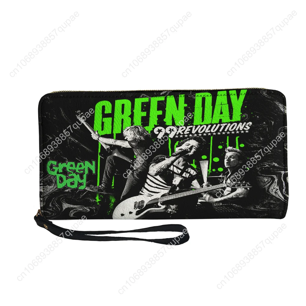 Green Day Pop Rock Band Custom Wallet Purse Mens Womens Teenagers Zipper Long Wallets Double Print  Portable Wallet Gift Bag