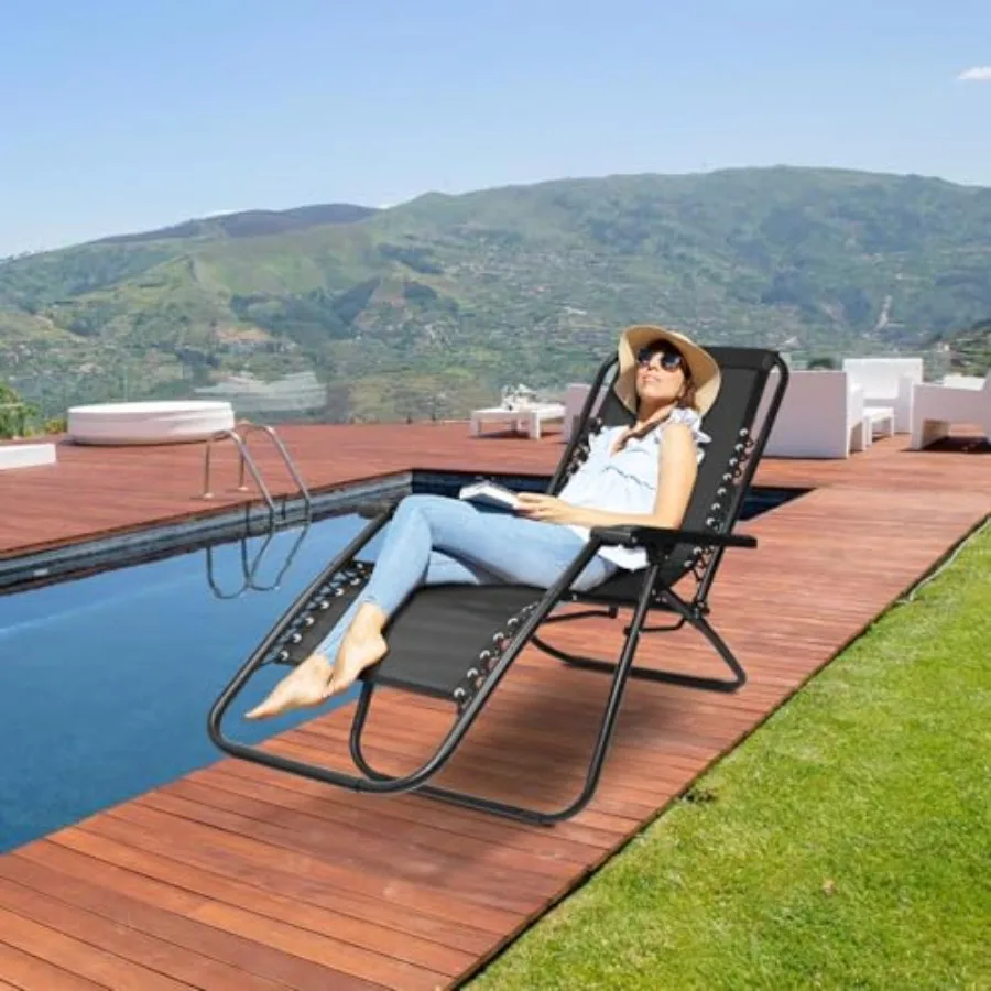 Oversized Zero Gravity Chair29In XL Lounge Chair w/Removable CushionandHeadrest Reclining Camping Chair