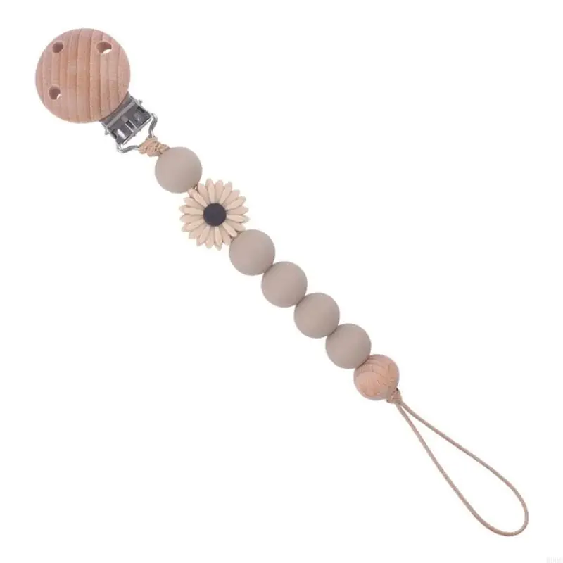 

Silicone Pacifier Hold with Heart Clip Beads Pacifier Clip Holder for Baby Boys Girls Flexible Pacifier Clip Gift