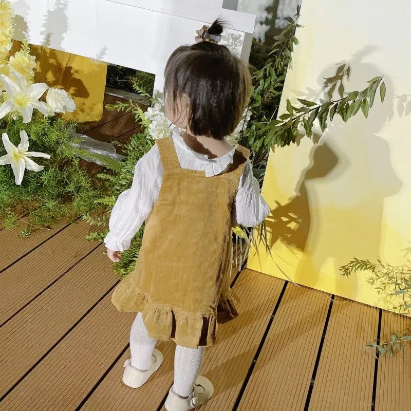 Girl's Strap Skirt Spring and Autumn New Fishtail Skirt Swing Suspender Skirt Sweet Princess Style Baby Western Style Outerwear