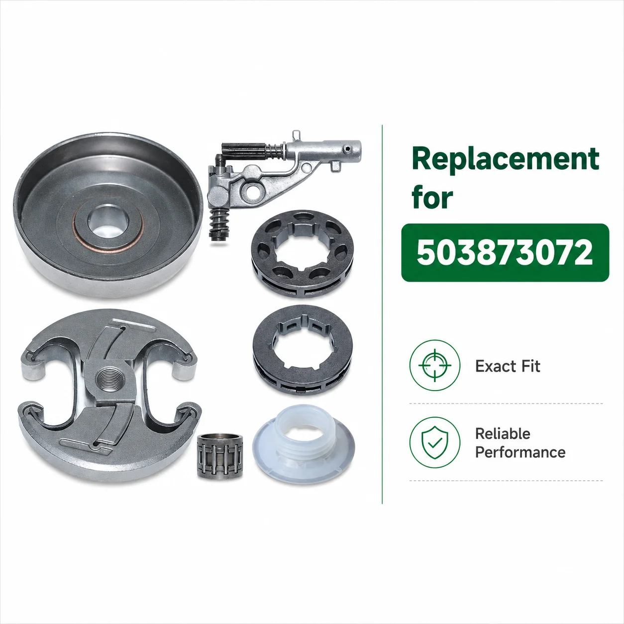 For Husqvarna 340 345 455E 460 455 Clutch Drum Sprocket Rim Worm Gear Oil Pump Kit Chainsaw Parts 503873072 544180104 5503873072