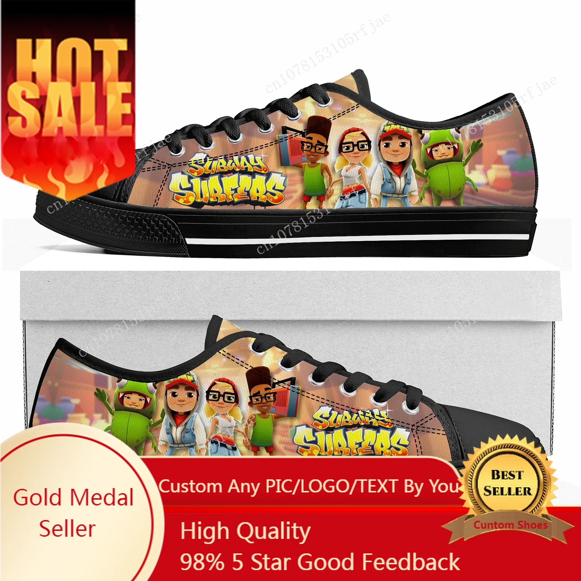 

Anime Cartoon Game Subway Surfers Low Top Sneakers Womens Mens Teenager Shoes Casual Tailor Made Canvas Sneaker