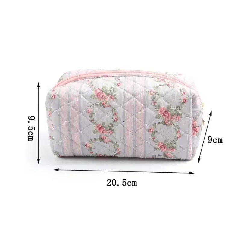 Storage Organizer Floral Puffy Quilted Makeups Bags Flower Printed Cosmetic Pouch Large Travel Cosmetics Bag Makeup Accessory