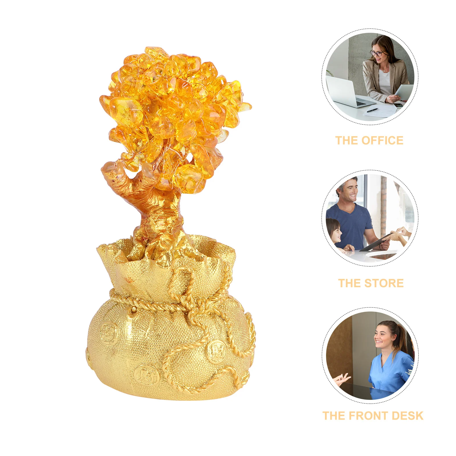 

1Pcs Crystal Money Tree Desktop Ornament Fortune Tree Decor Gold Color Bonsai Decorative Indoor Garden Ornament