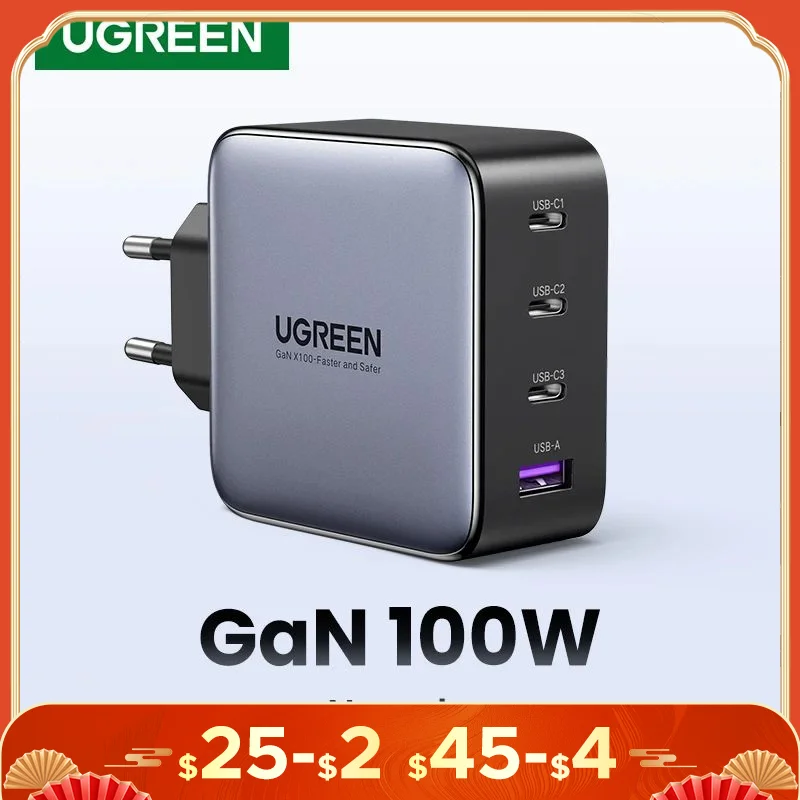 

UGREEN 100W GaN Charger USB C PD Fast Charger QC4.0 3.0 Quick Charge Phone Charger For iPhone 16 15 14 Pro Macbook Laptop Tablet