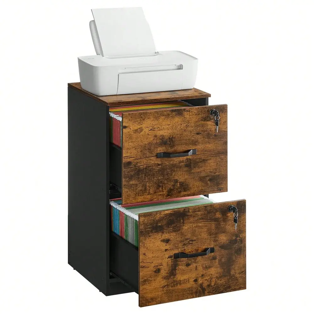 

2 Drawer File Cabinet, File Cabinet With Lock, Printer Stand, Office Filing Cabinet Organizer, For A4 And Letter Size Files