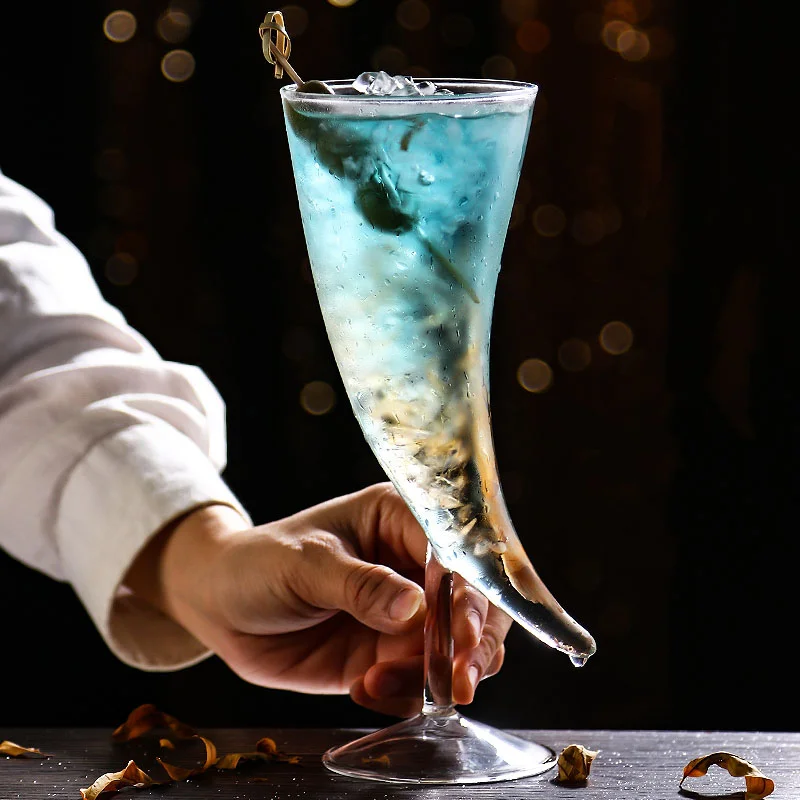 1pc 250ml Creative Moon High Footed Cocktail Glass Molecular Smoked Wine Cup For Bar Home Party Whiskey Glassware Birthday Gift