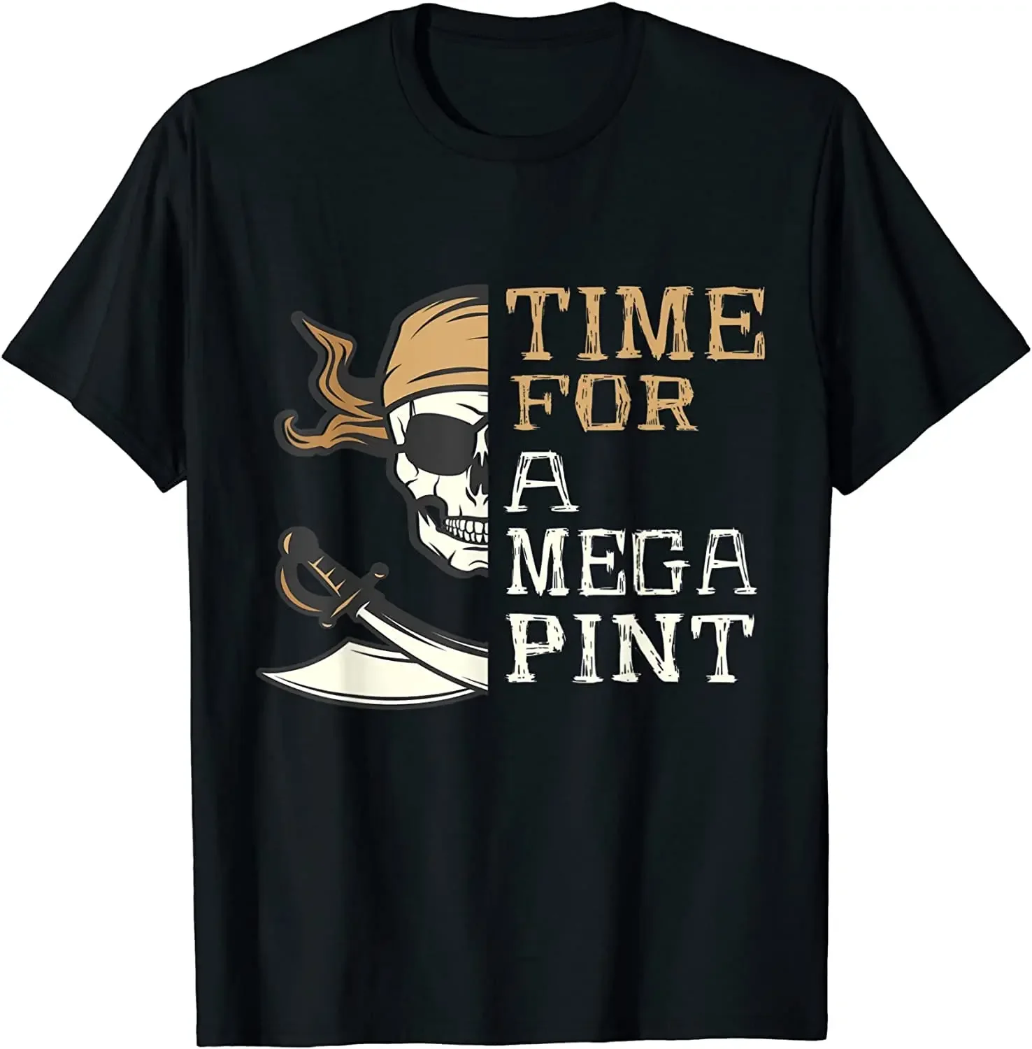 Home Of The Mega Pint Funny Skull T-Shirt Men's 100% Cotton Casual T-shirts Loose Top Size S-3XL