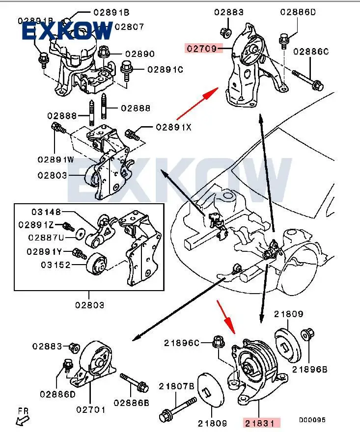 Engine Mounting Set 2PCS for Mitsubishi Galant DJ1A DJ3A MR234837 MR234838