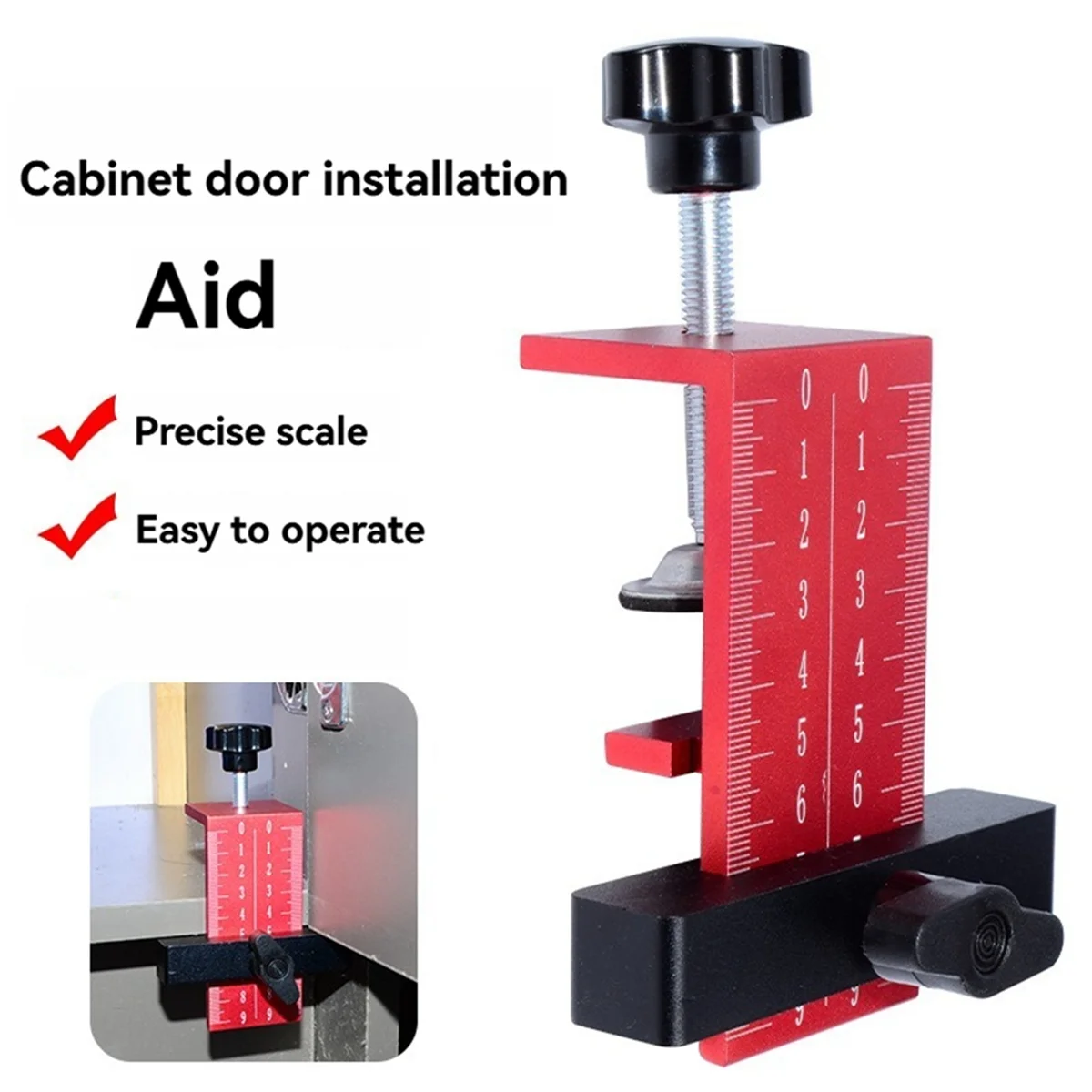 N18R Woodworking Cabinet Door Mounting Positioner Clamp Adjustable Cabinet Door Mounting Installation Auxiliary Tools
