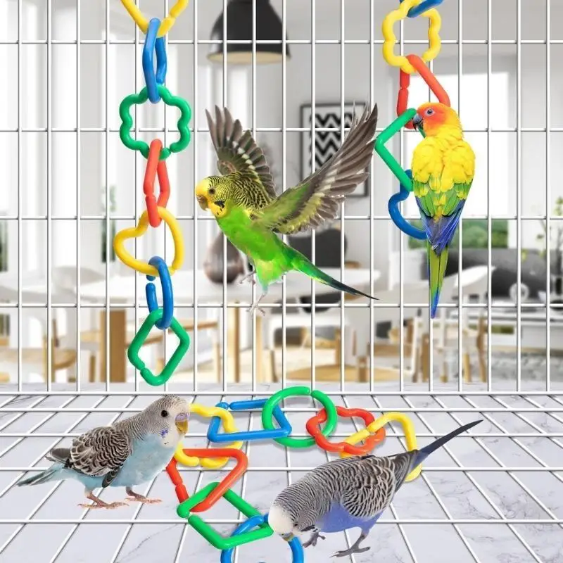 68UC 20 pièces Toy Toy Chaîne Plastic Clip Rainbow Rainbow Bird Cage Toy Link