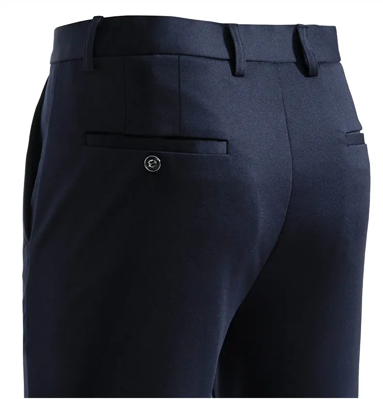Herren Slim Fit Stickerei Anzughose Elastische Stretch Gerade Lässige Hose Männliche Business Formelle Lange Hose – Detail 5