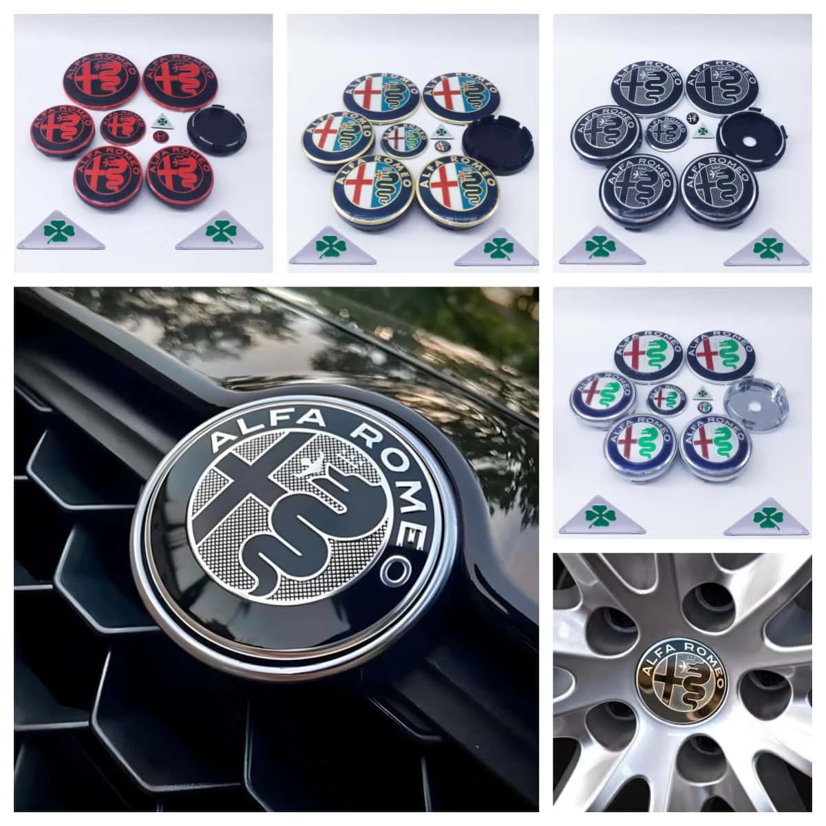 11 Uds 50mm 56mm 60mm insignia para volante de maletero de capó de coche para Alfa Romeo Brera New Spider Giulietta Mito Giulia tapa central de rueda