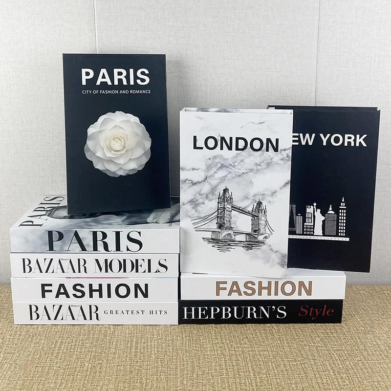 Luxury Custom Fake Books Perfume Fashion Women\'s Magazine Paris New York London Decorative Book Storage Box Coffee Table Decor