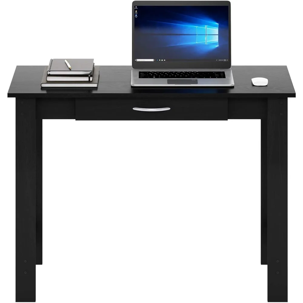 مكتب كتابة كبير مع درج، أثاث المكاتب المنزلية الحديثة لغرفة الدراسة، لمسة نهائية من الخشب الأسود #4