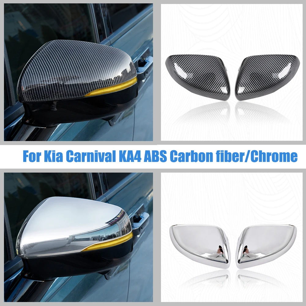 

For Kia Carnival KA4 Accessories 2021 2022 Car Side Door Rear View Mirror Cover Trim frame decor ABS Carbon/Chrome Car Styling