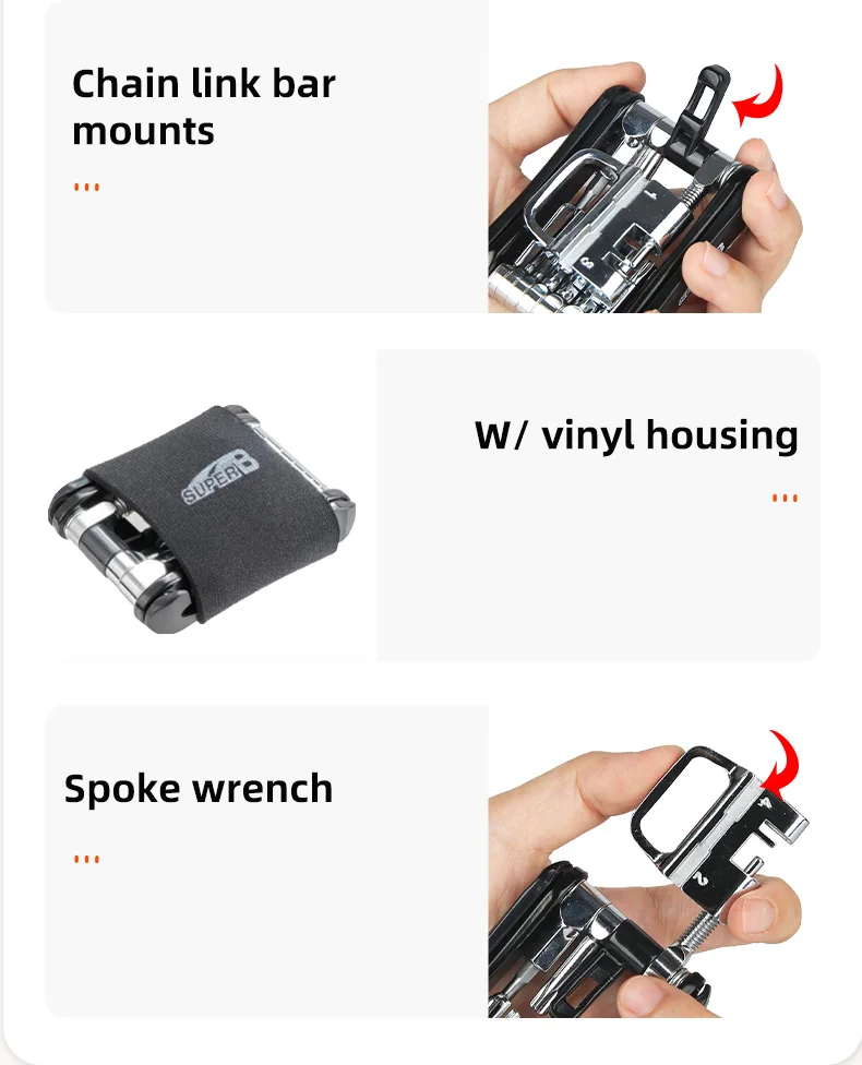 Super B 18 in 1 Mini Fahrrad Multi tool Fahrrad Reparatur Multifunktion werkzeuge 1/2/2/3/4/5/6/8mm Inbus schlüssel Ketten werkzeug langlebig – Detail 11