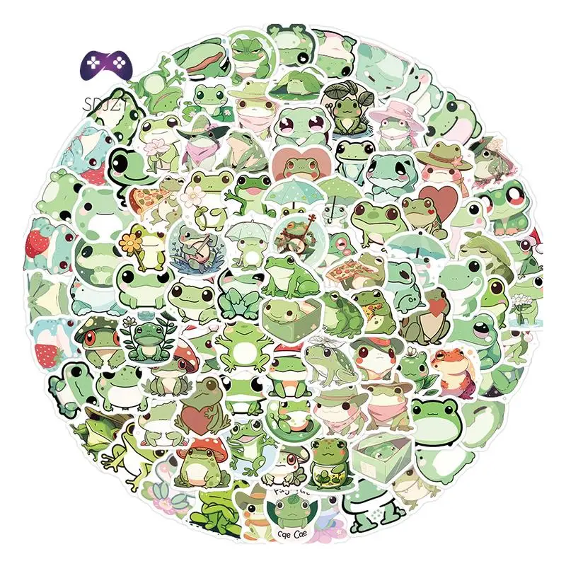 100 Sheets Cute Animal Frog Cartoon Stickers Decals Skateboard Laptop Notebook Phone Suitcase Decoration Sticker Kids Toy