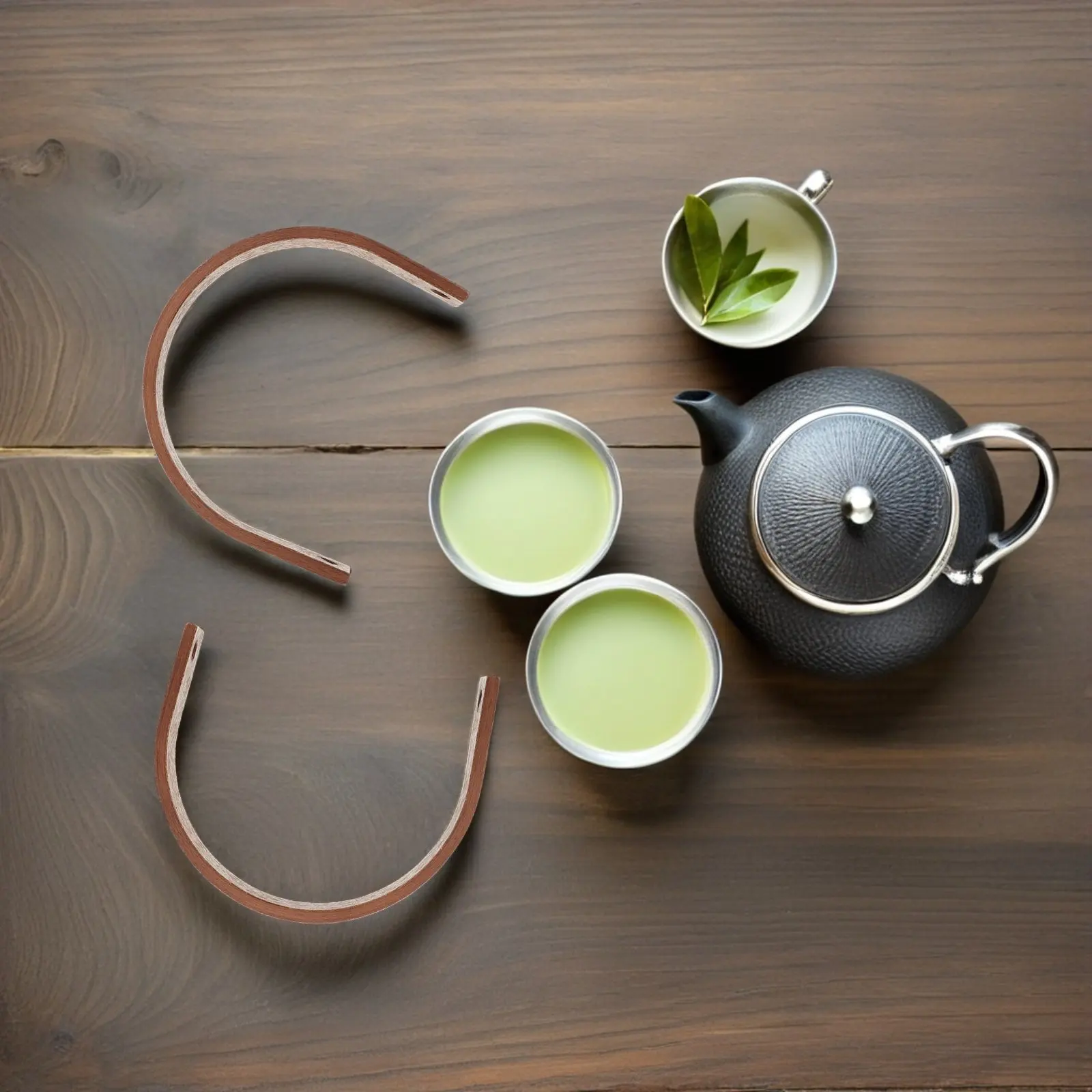 6Pcs Wooden Teapot Handle Replacement Black Walnut U-Shape Ergonomic Grip Heat Isolation Decorative Tea Kettle Handle Repair