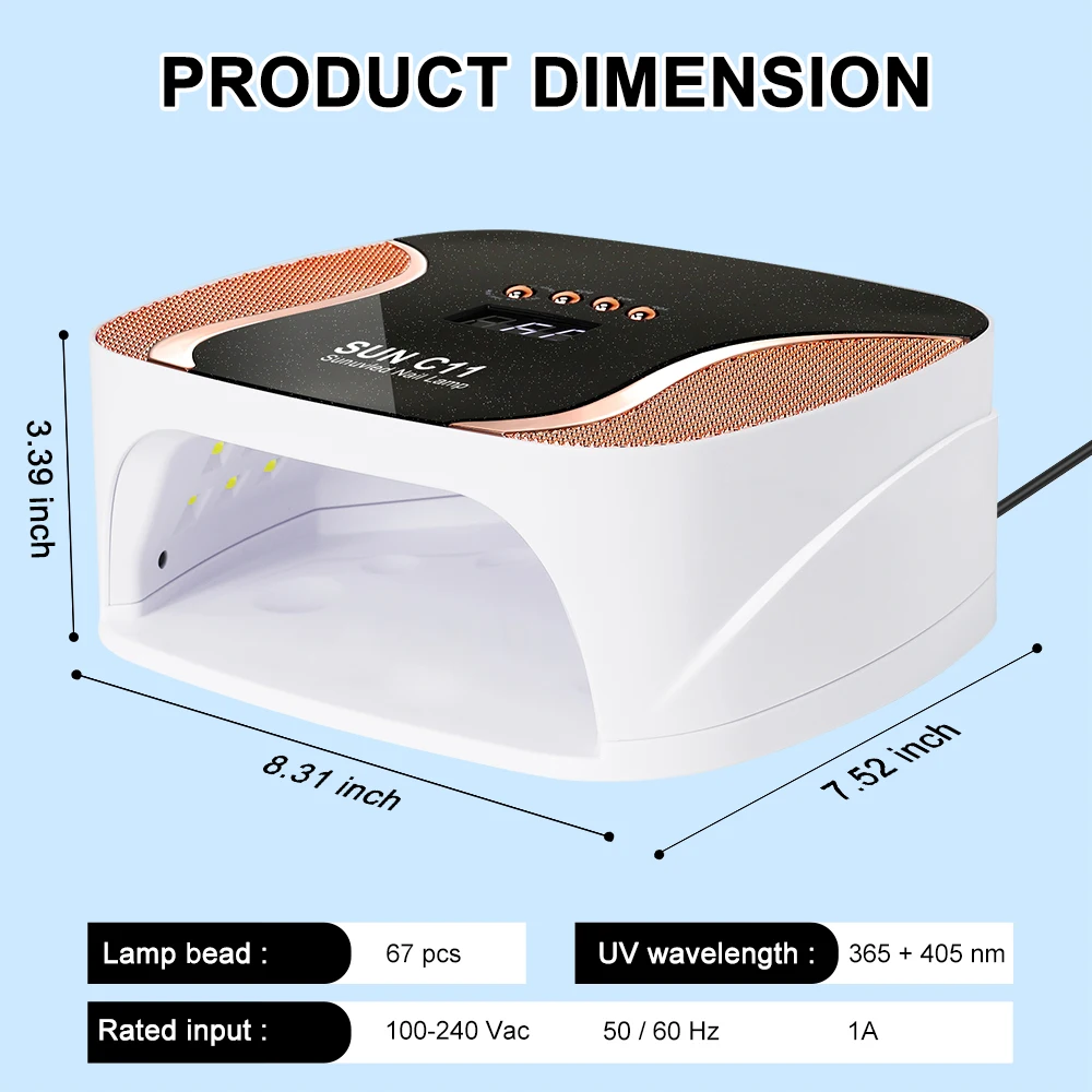 67 LED مسمار مصباح الأشعة فوق البنفسجية LED هلام مسمار البولندية مجفف الأظافر مع 4 الموقتات الاستشعار التلقائي المهنية هلام علاج مسمار مصباح #5