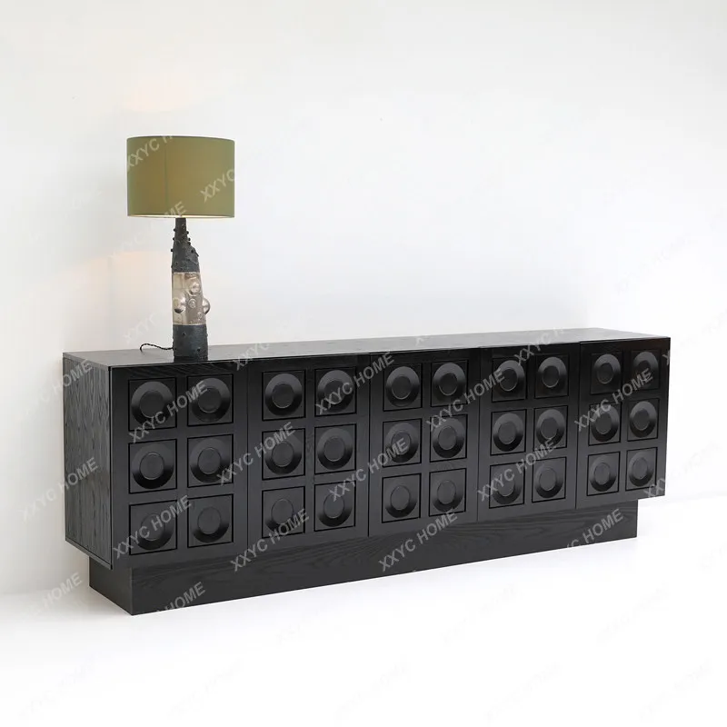 

Wabi-sabi Style Sideboard, Retro Entrance Cabinet, Black Living Room Storage Cabinet
