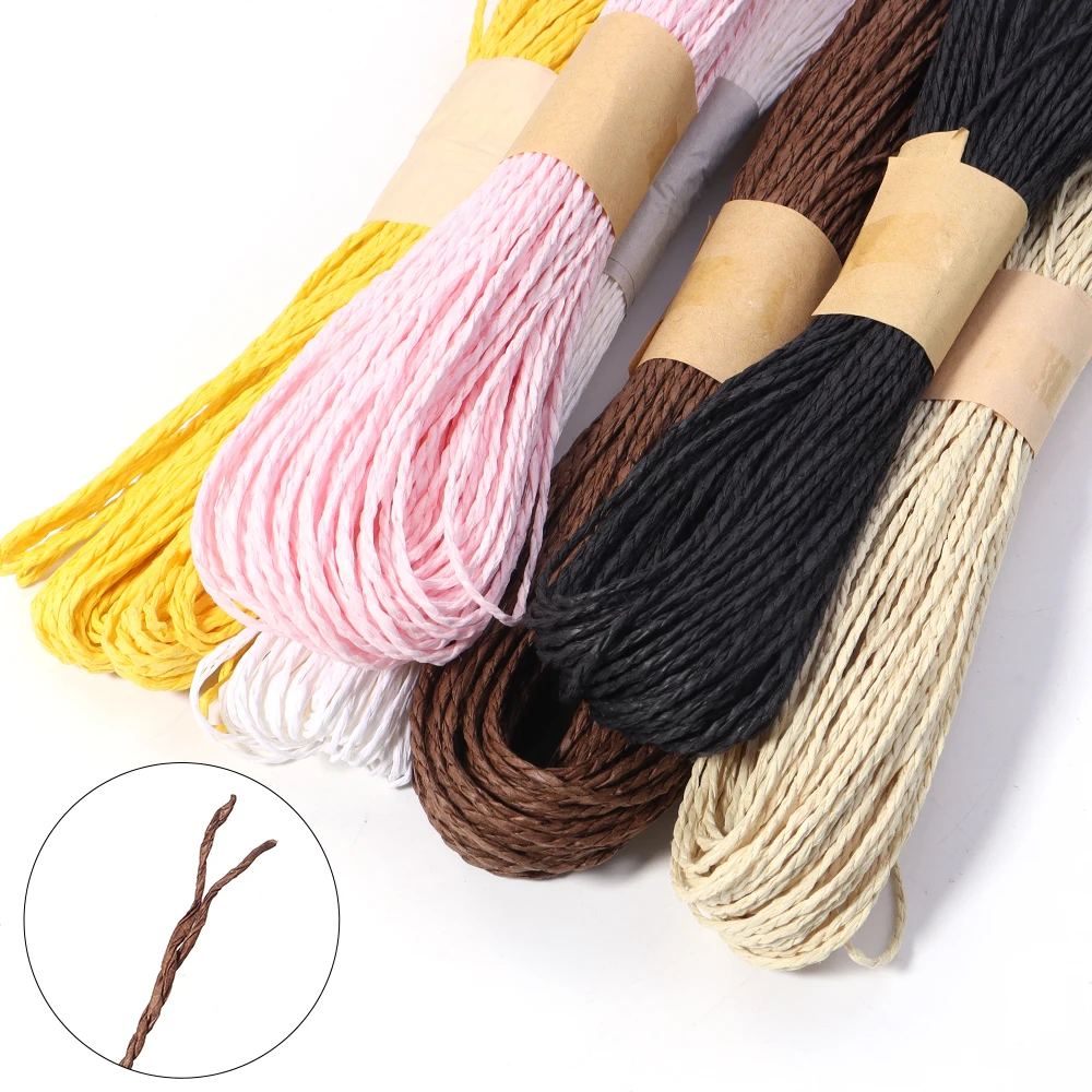 Ca. 30 m bunte Raffia-Gras-Schnur, geflochtenes Seil, Doppelstrang, DIY-Schmuckherstellung, Geschenkverpackung, Blumenkunst, Dekorationszubehör – Detail 5