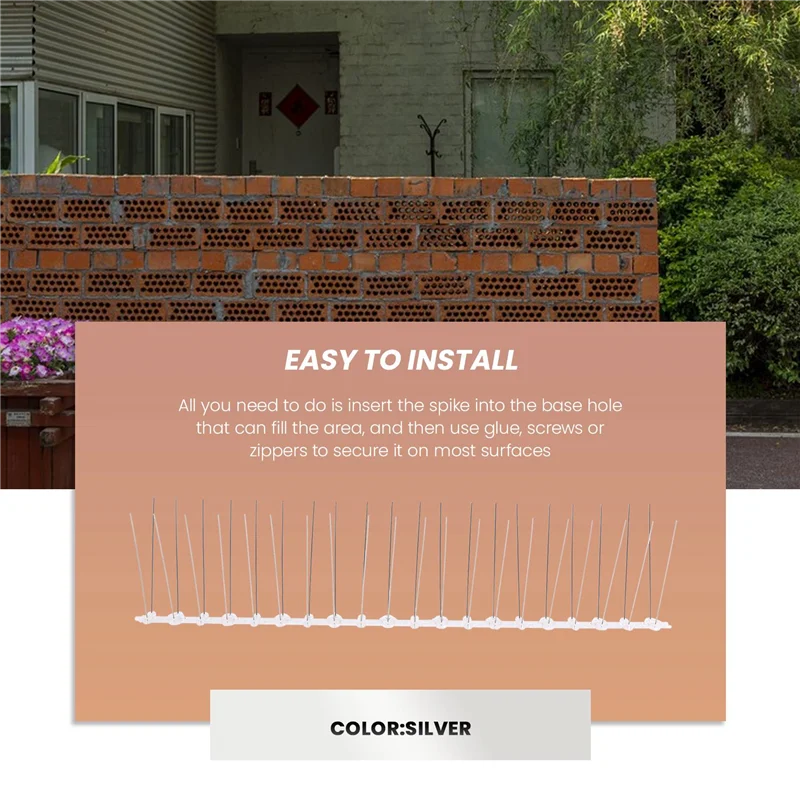 

H-W 10 Pcs/Box Bird Spikes, Stainless Steel Bird Deterrent Spikes Cover For Fence Railing Walls Roof Yard