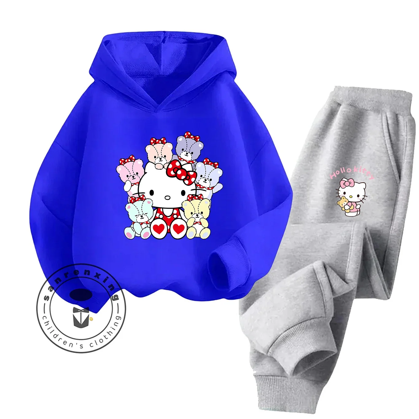 2025 مرحبا كيتي الكرتون المطبوعة هوديي مجموعة أزياء الساخن بيع للأطفال المراهقين بنين بنات عارضة الخريف الشتاء