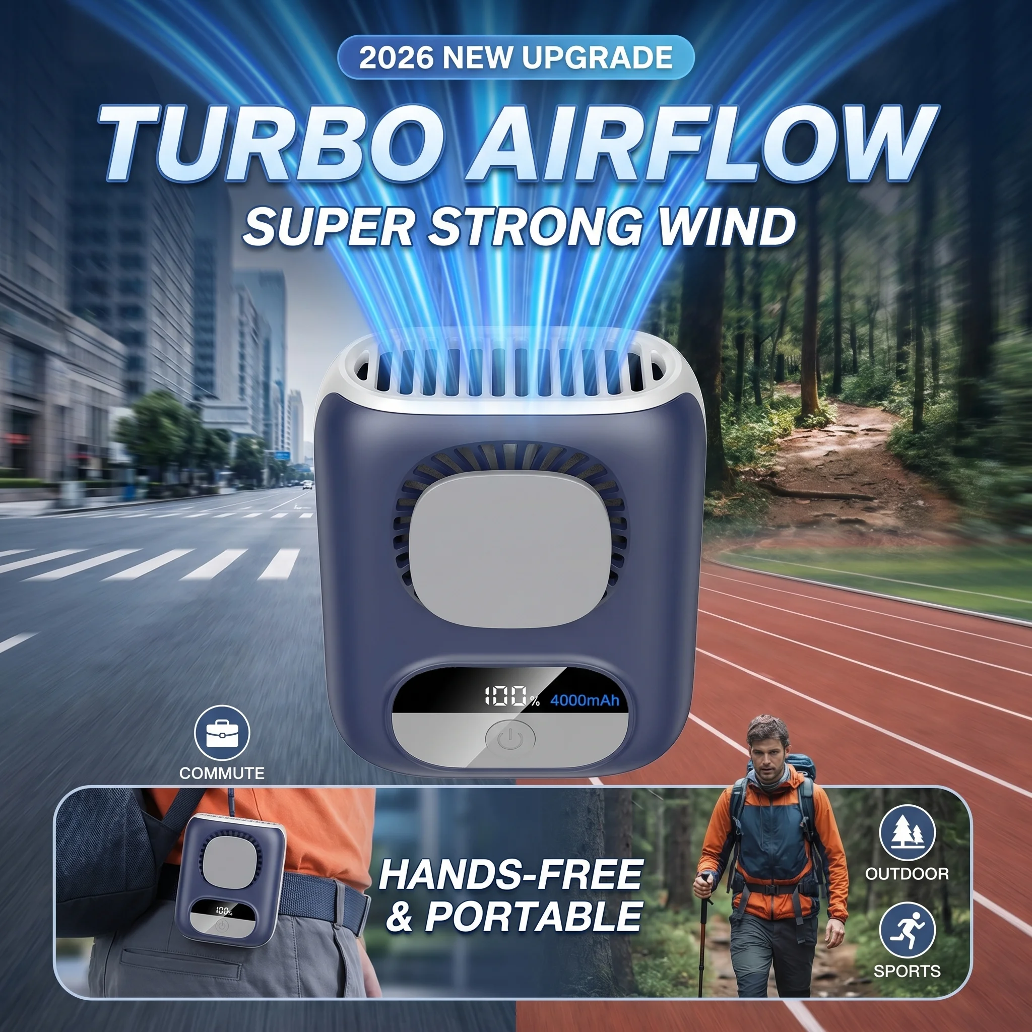 2026 New Upgrade Ultra-thin Waist Fan, Portable Clip-on Waist Fan for Indoor and Outdoor Work