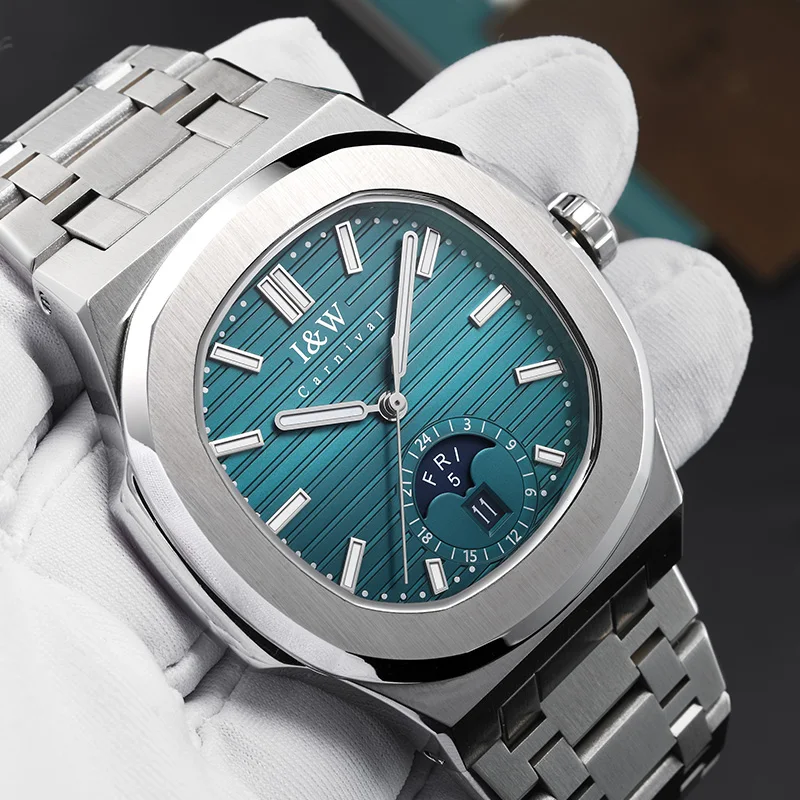 Carnival Brand IW High-End Imported Movement Fashion Square Mechanical Watch Men Luxury Sapphire Automatic Date Watches Mens