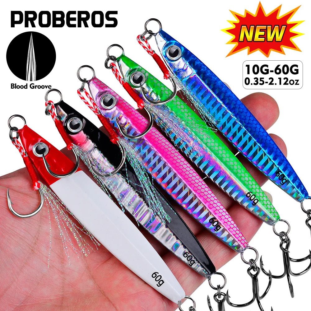 PROBEROS 1 Stück Metall-Jig, 10 g, 15 g, 20 g, 30 g, 40 g, 60 g, langlebiger bionischer Hartköder mit realistischem Design – perfektes Meeresangelzubehör – Detail 1