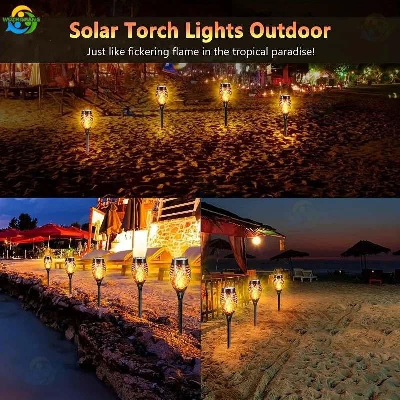 Imagem -04 - Outdoor Impermeável Solar Flame Light Detectando Tochas Lâmpada de Paisagem Pátio Jardim Quintal Decoração de Gramado 12led