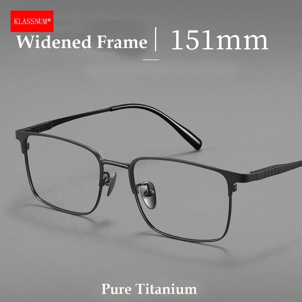 Men Pure Titanium Eyeglasses Frames Half Rim Extra Wide Classic Rectangle Transparent Eyepiece Luxury Brand Lens Wholesale