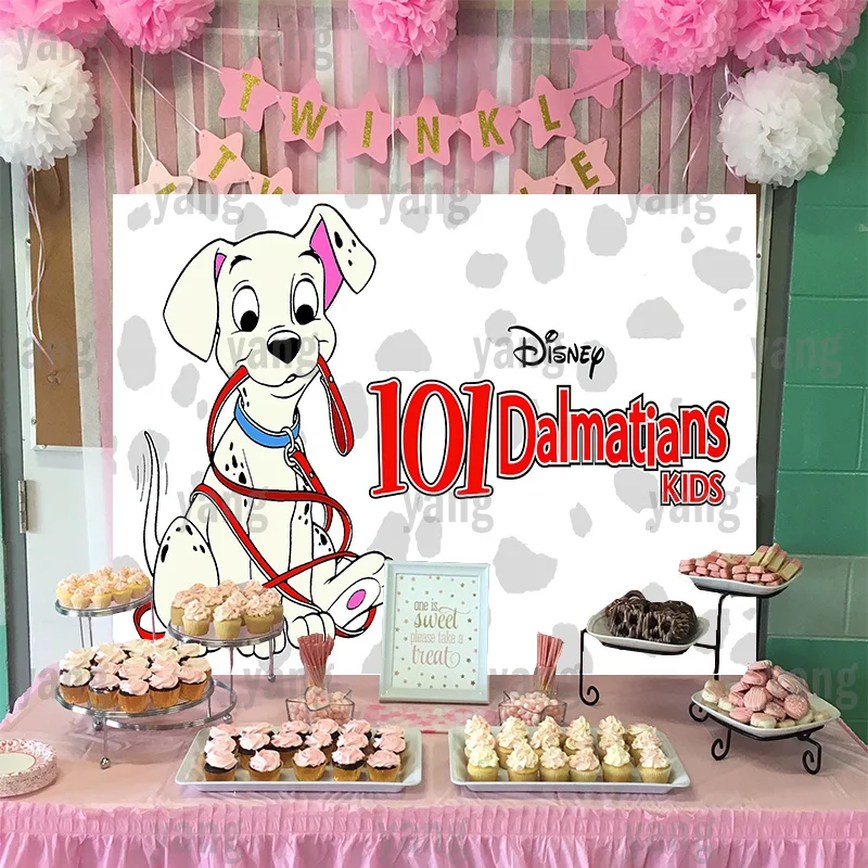 Custom Newborn Background Pink Dalmatian Disney Dog Family Birthday Party Cartoon Backdrop Lovely Cake Table Decortion Blanket