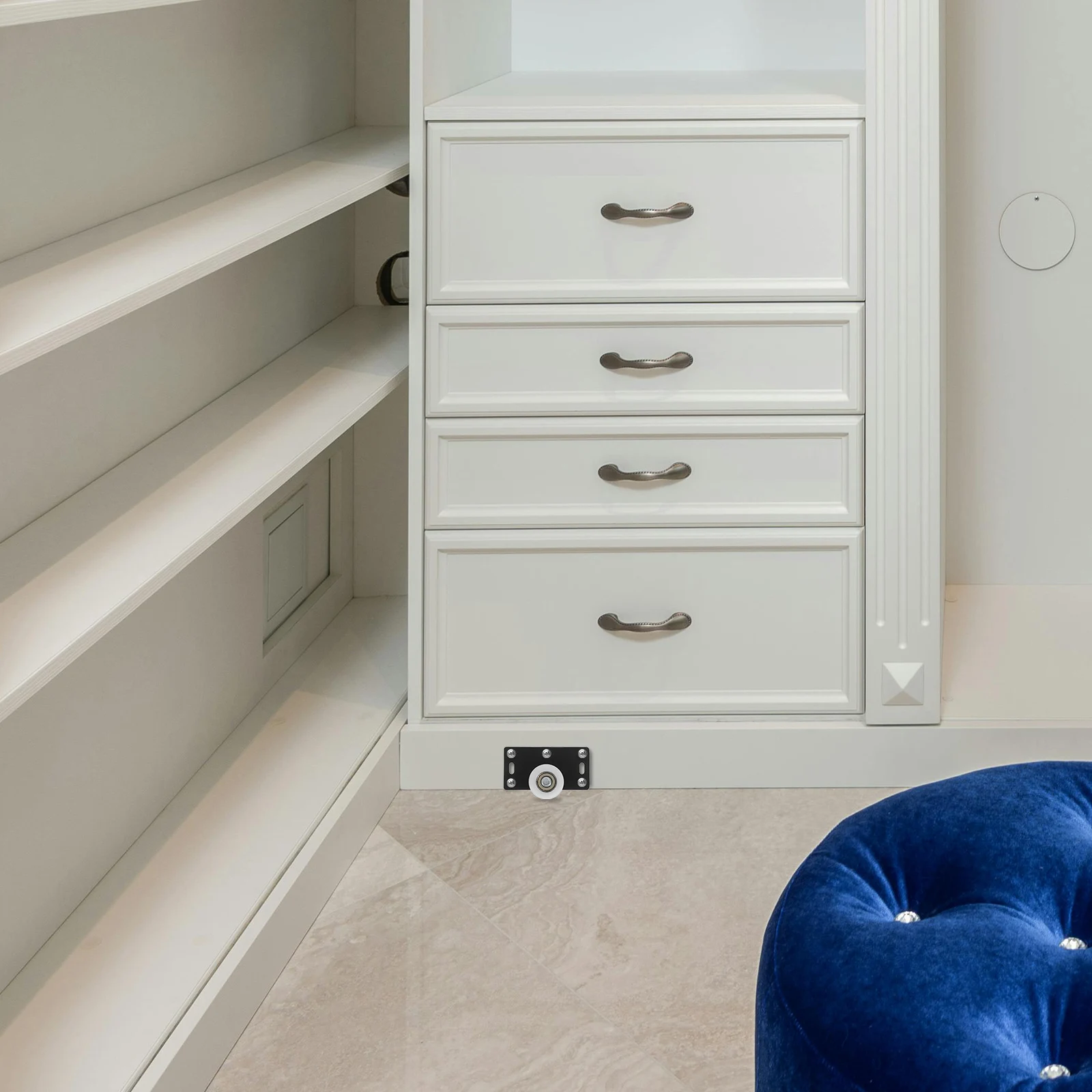 

2 Sets Wardrobe Sliding Door Pulley Silent Aluminum Pocket Guides Cabinet Track Wheel Replacement Hardware Strong Loadbearing
