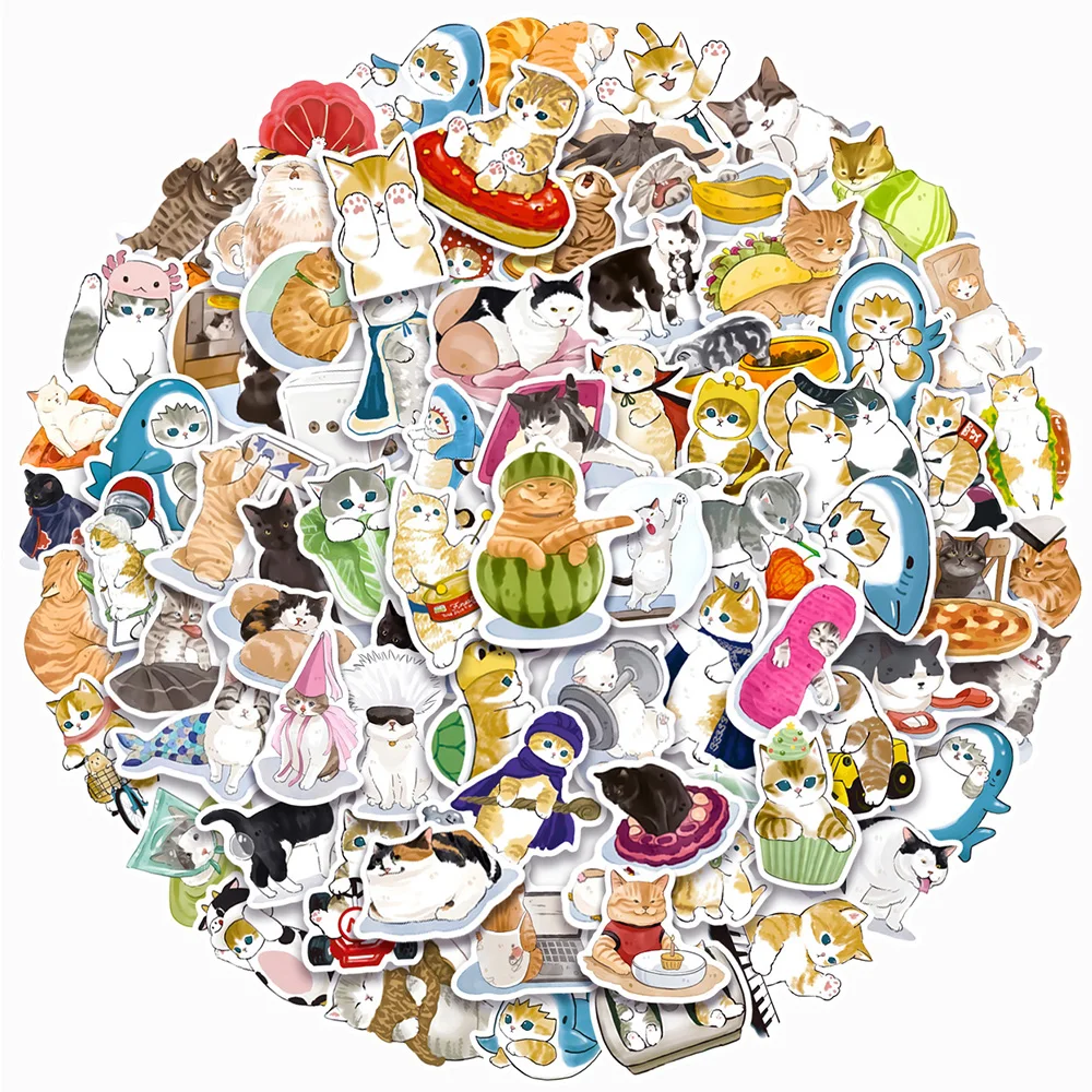 10/30/50/100PCS Cute Animal Cat Cartoon Stickers for Kids Toys DIY Phone Laptop Wall Notebook Car Waterproof Kawaii Sticker Gift