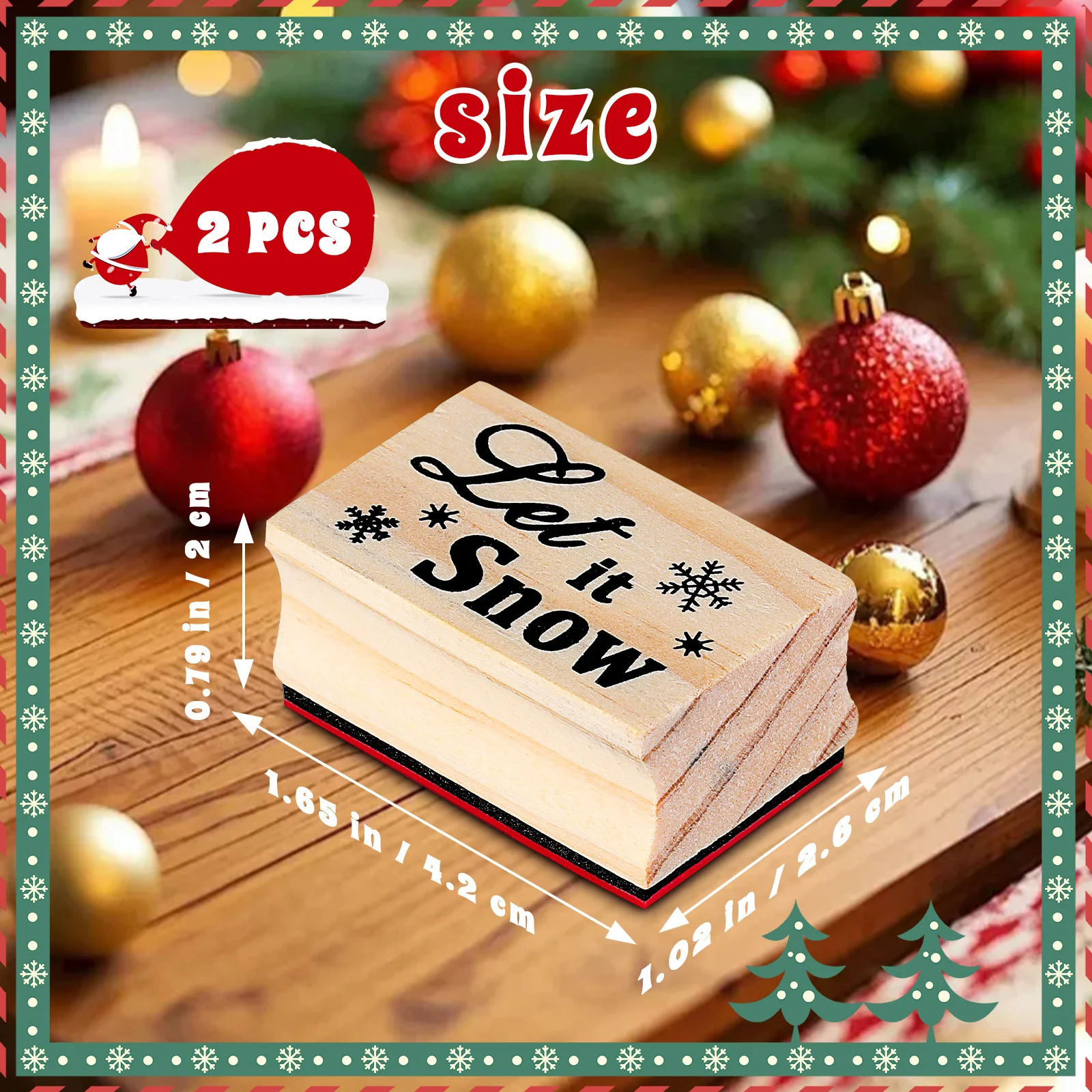 2 قطعة عيد الميلاد الثلوج الختام الخشب آمنة دائم عيد الميلاد نمط الختم لقضاء عطلة صياغة الإبداعية سجل القصاصات الختام #5
