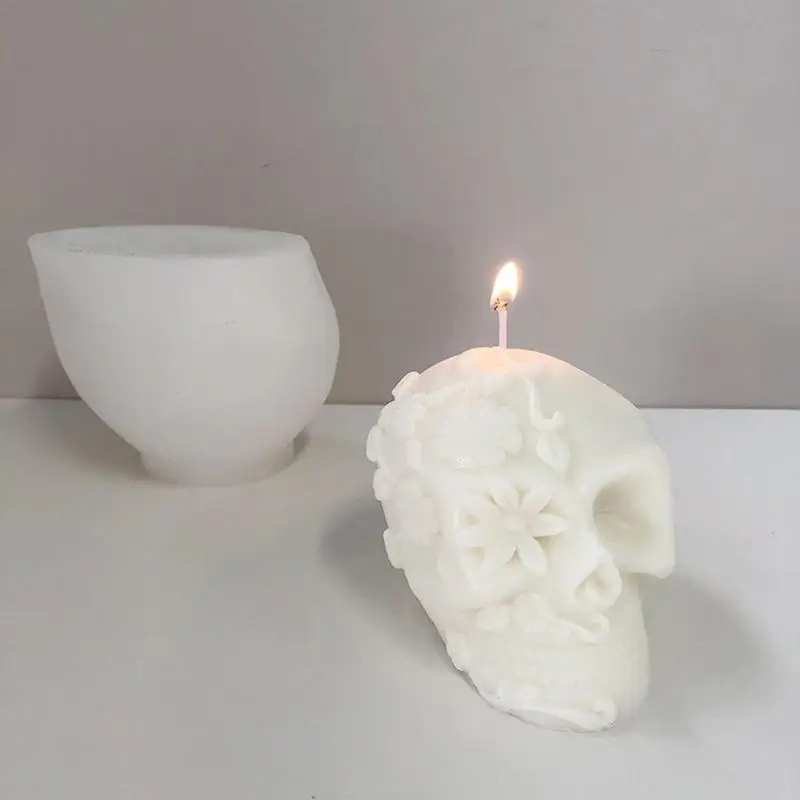 Halloween Silicone Mold Fancy Skull Candle Mold Skull Shape Candle Mold For Candle Making 3D Wax Melt Silicone Mold For Handmade image 5