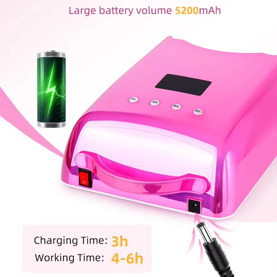 Cyrstal perles 78W/86W lampe à ongles Rechargeable avec fond miroir sans fil Gel vernis sèche sans fil ongles UV lampe à LED