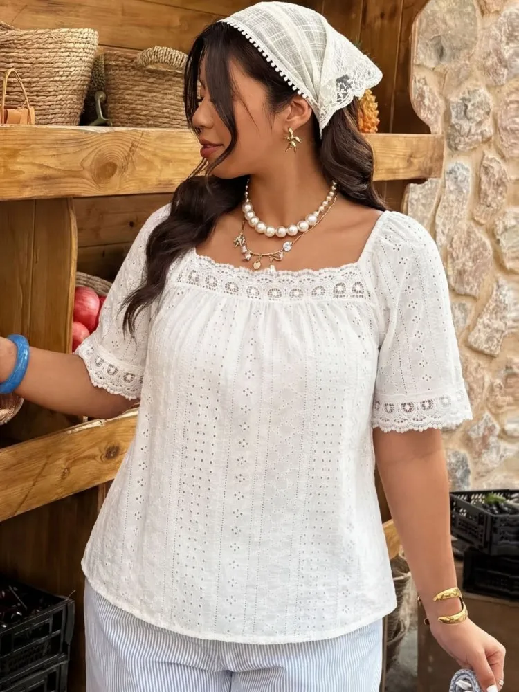 

Women's Plus Size XL-4XL Casual Short Sleeve T-shirt Big Size 3XL White Blouse Top Women Clothing Oversized Spring Summer