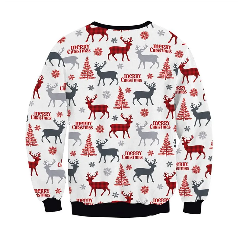 ผู้ชายผู้หญิง Xmas เสื้อกันหนาว 3D คริสต์มาสสุนัข Reindeer เกล็ดหิมะพิมพ์ Holiday Party จัมเปอร์ Top Pullover เสื้อกันหนาวคริสต์มาสน่าเกลียด