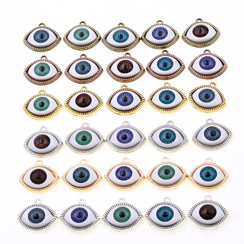 10PCS 6 Color 19*22mm Charms New Product   Double Eyes Vintage Zinc Alloy  DIY Jewelry Bracelet Necklace Metal  Carft Finding